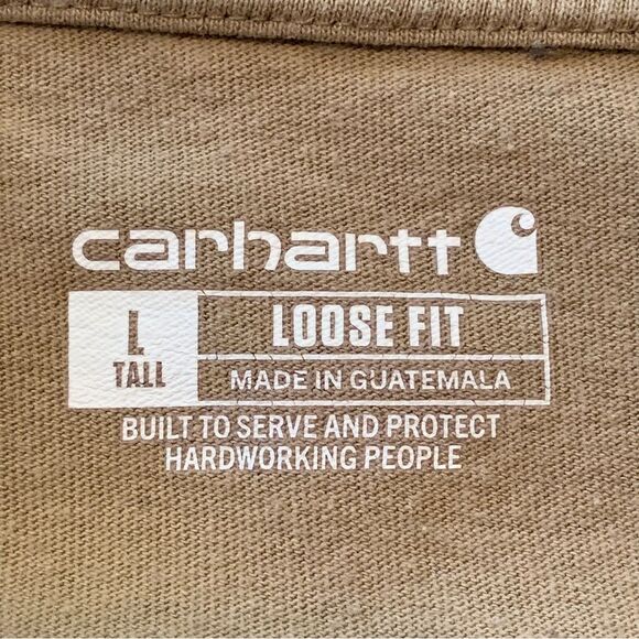 Carhartt T-Shirt Men’s Large Tall Khaki Short Sleeve Loose Fit. - Picture 5 of 12